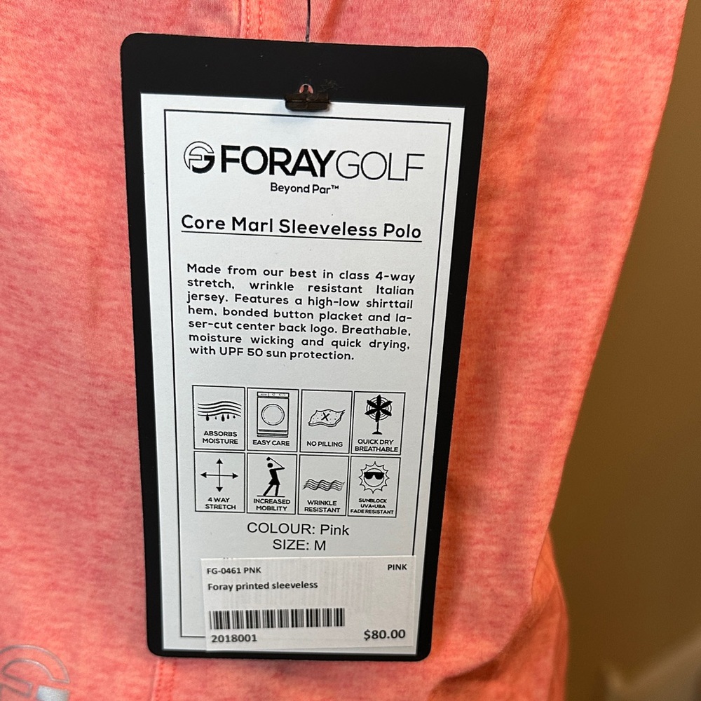 FORAY GOLF Core Sleeveless Polo in Pink - LPGA logo - Picture 16 of 17